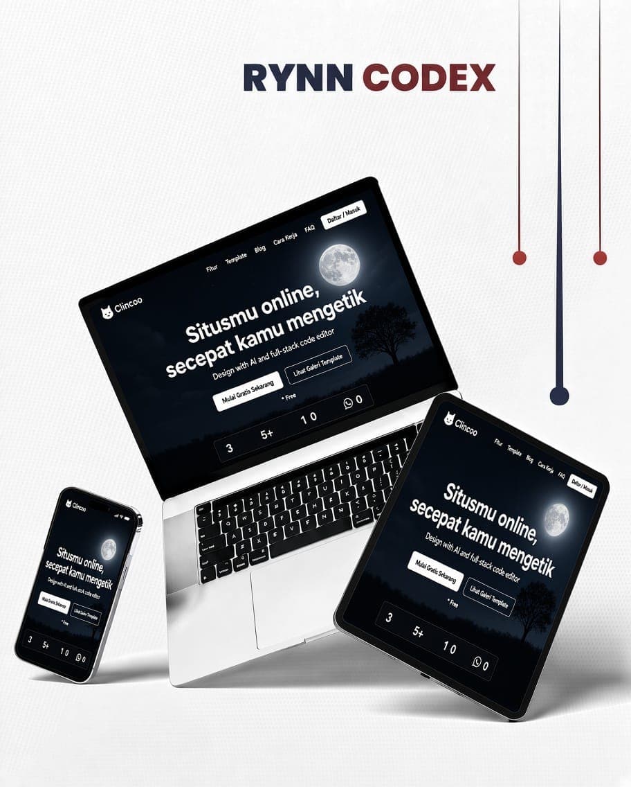 Tampilan website Clincoo, project unggulan CoWeb